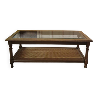 Wood and cane coffee table