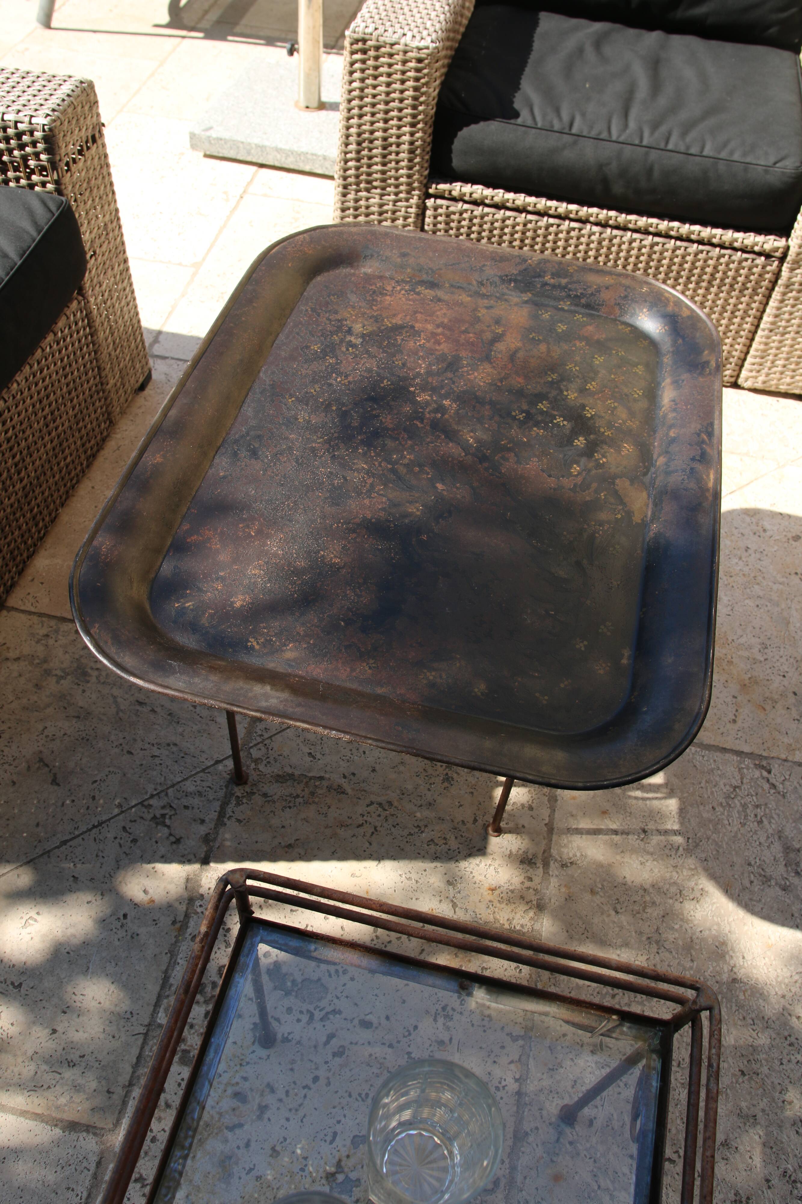 Large antique painted tin tray