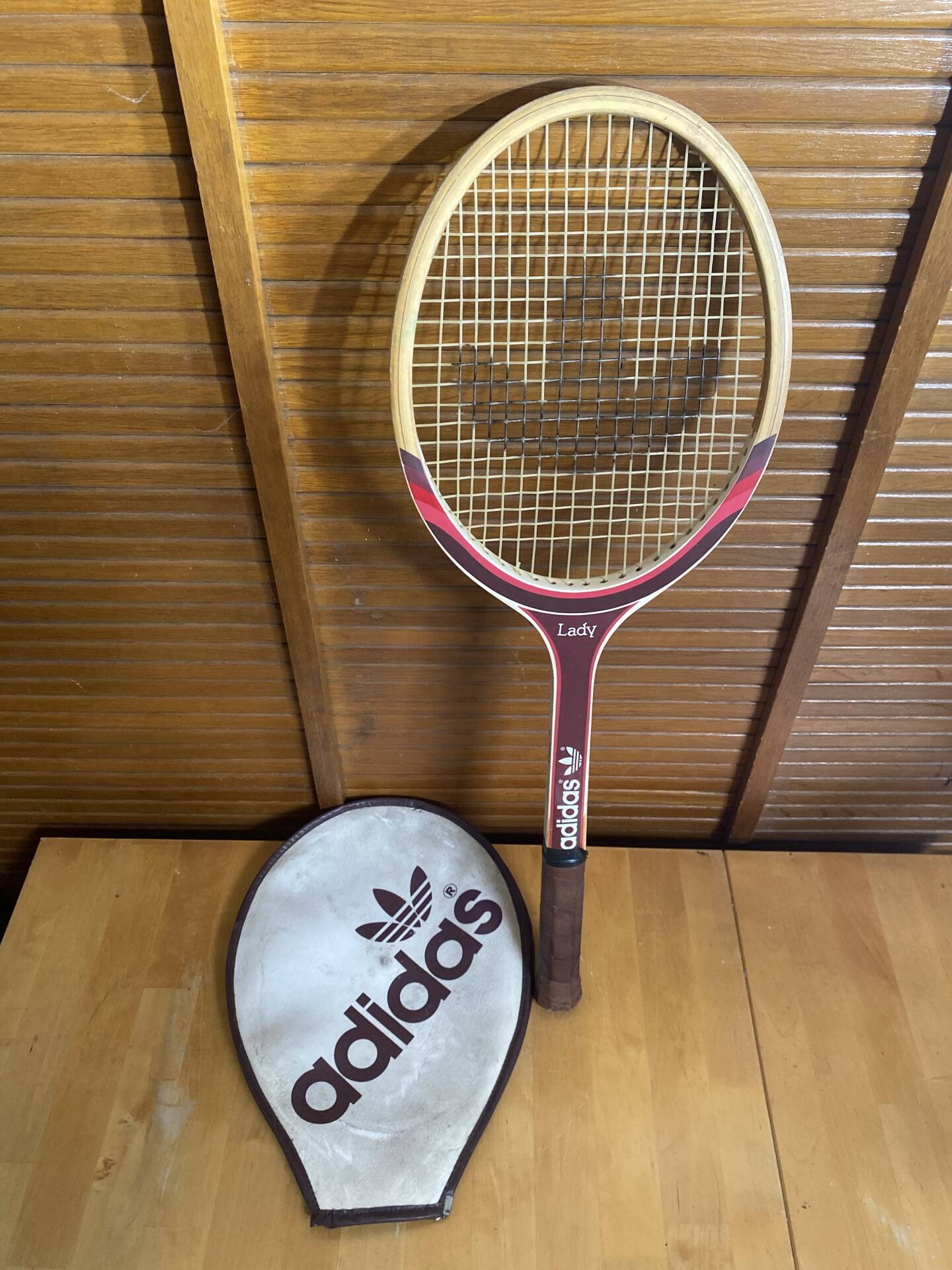 Raquette tennis ancienne adidas lady bois + housse vintage #e199