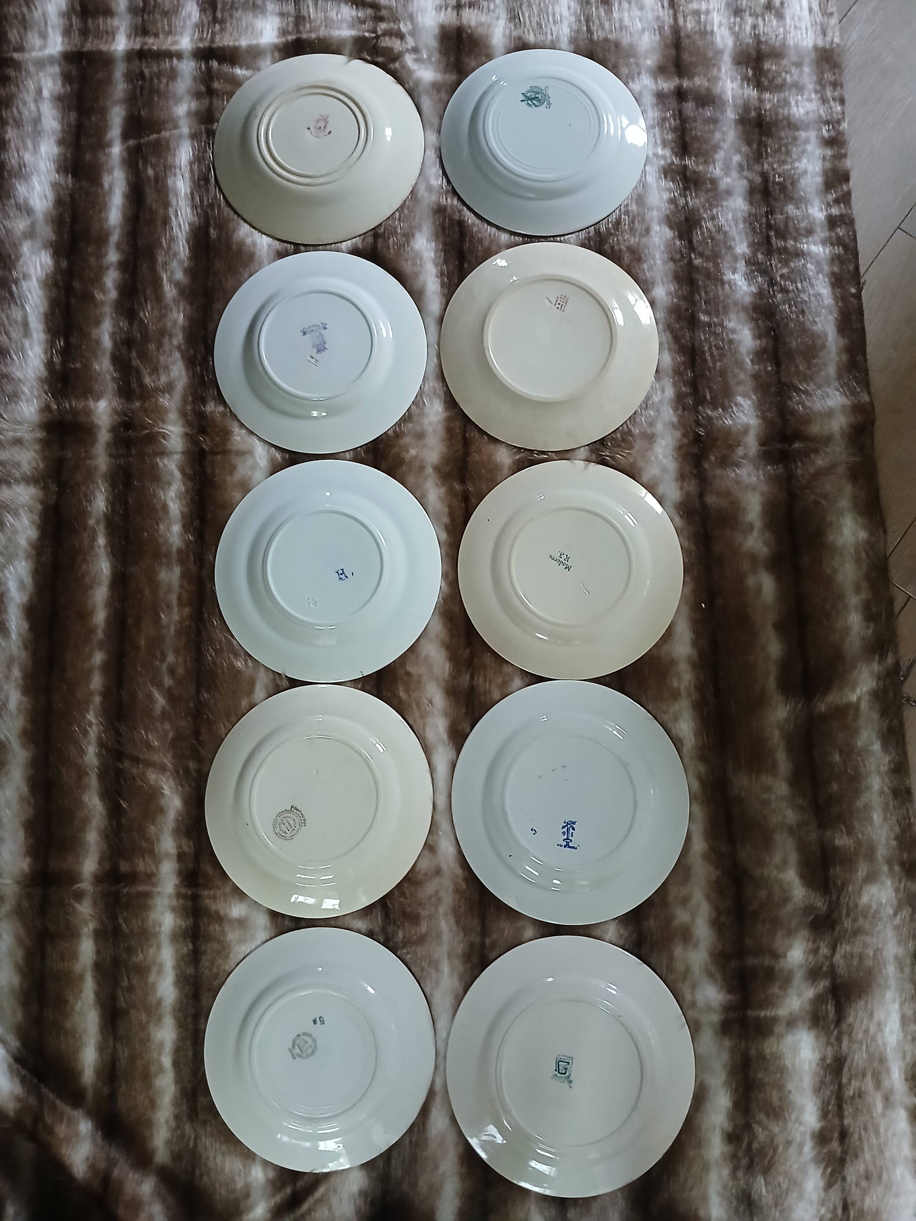 10 assiettes plates anciennes en Terre de fer