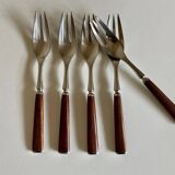 Set de 5 fourchettes à gateau Dansk Design en teck 1980