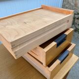 Scandinavian desk in light teak wood with 3 + 1 drawers, vintage from the 60s