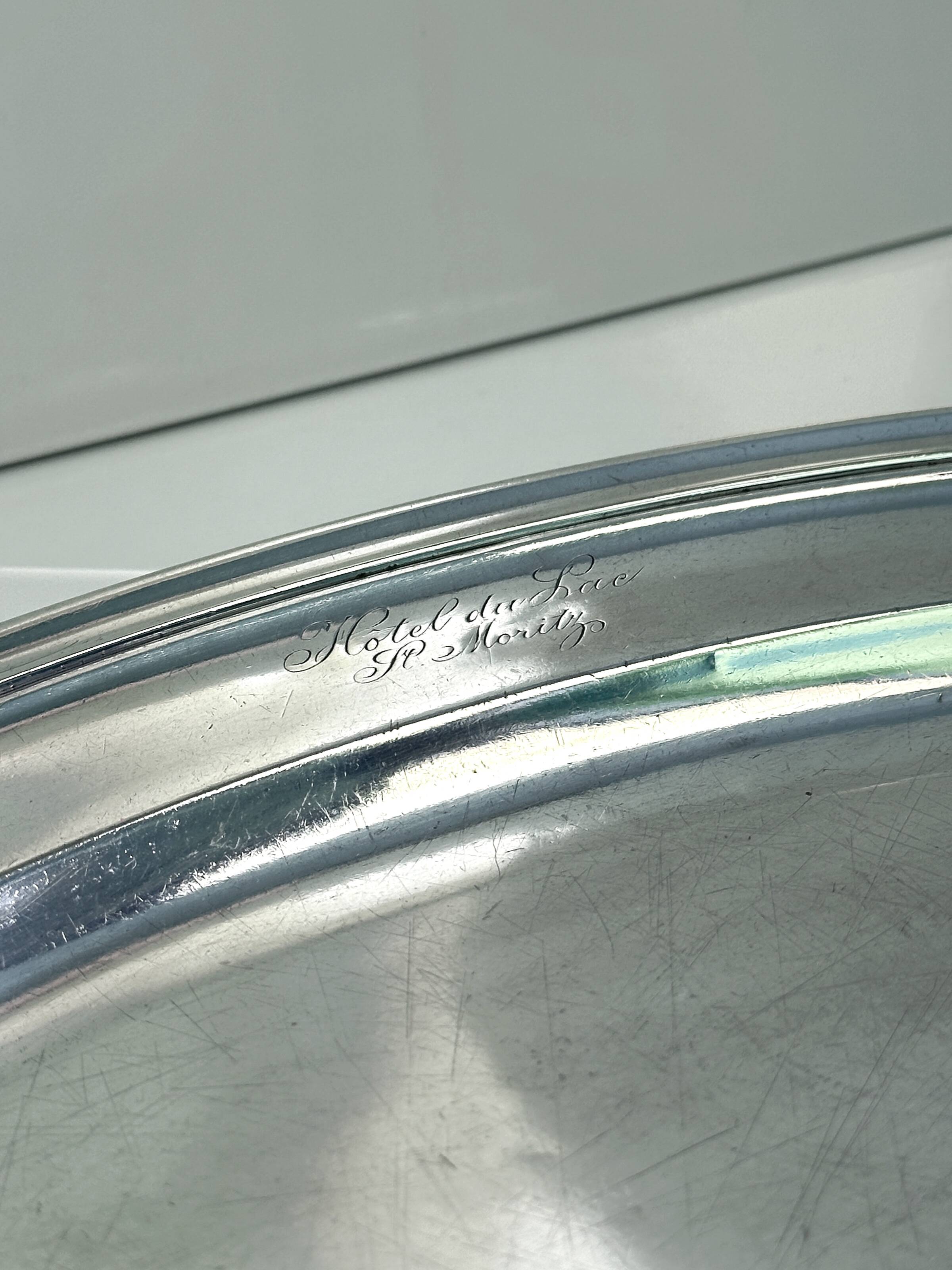Silver-plated Christofle tray 1930s Grand Hotel du Lac St. Moritz