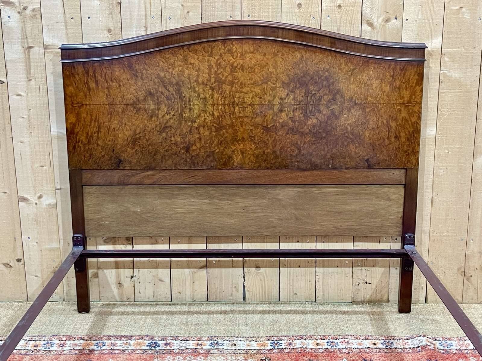 1930s English burl walnut bed