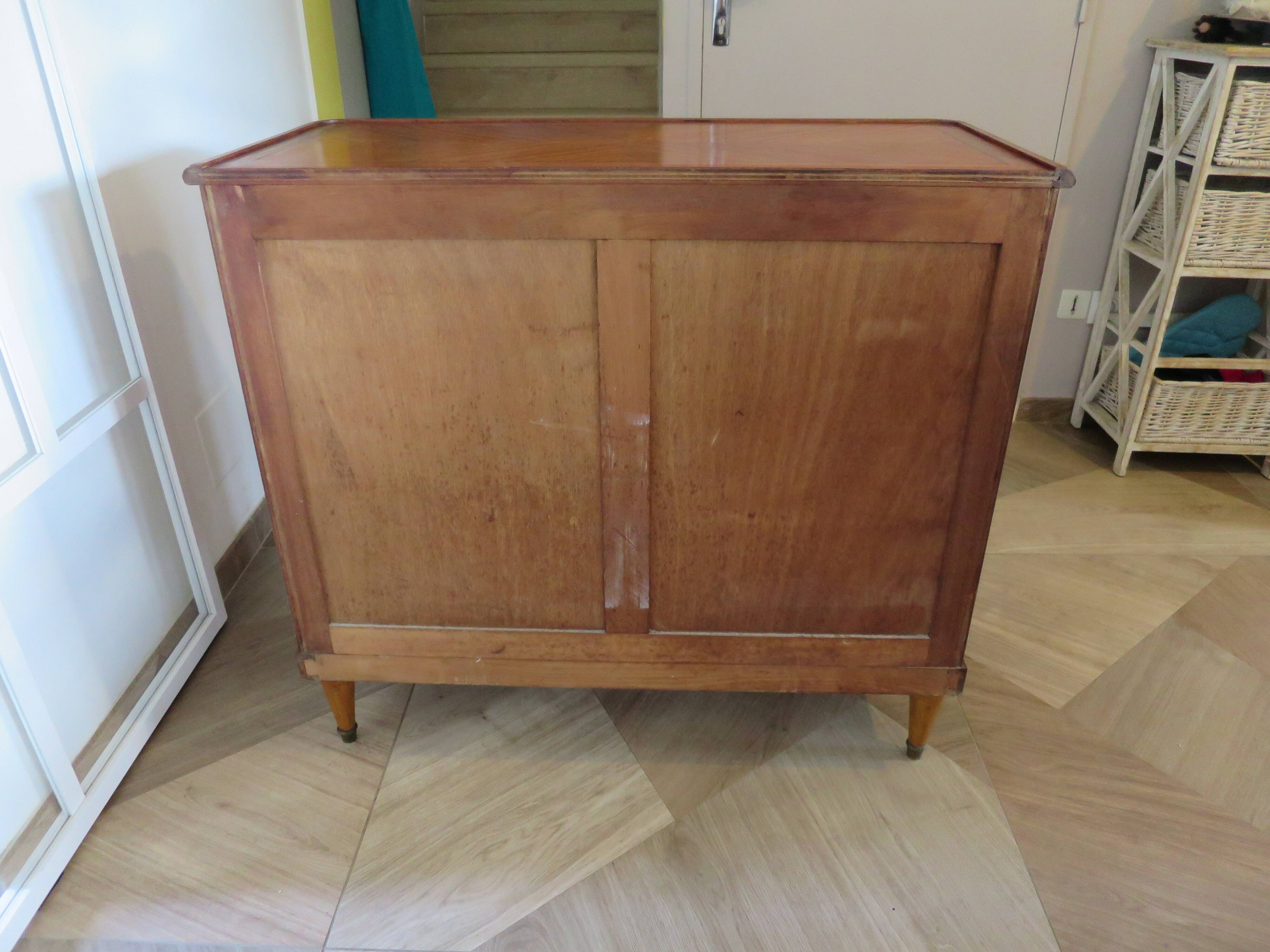 Louis XVI chest of drawers - Bronze - Butterfly wood veneer marquetry - 1930