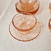 Set of 6 Coffee Cups & Saucers "Rosaline" '70s - Arcoroc France