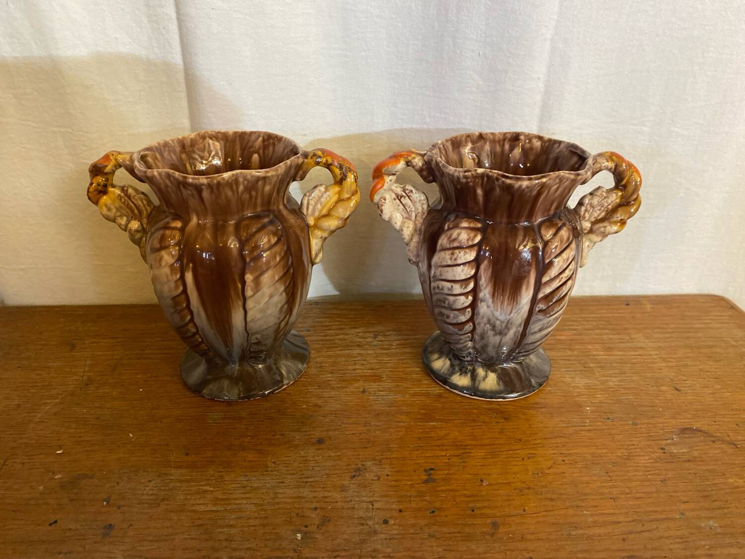 Pair of Antique JASBA Ceramic Vases, Multicolor, Germany, Vintage