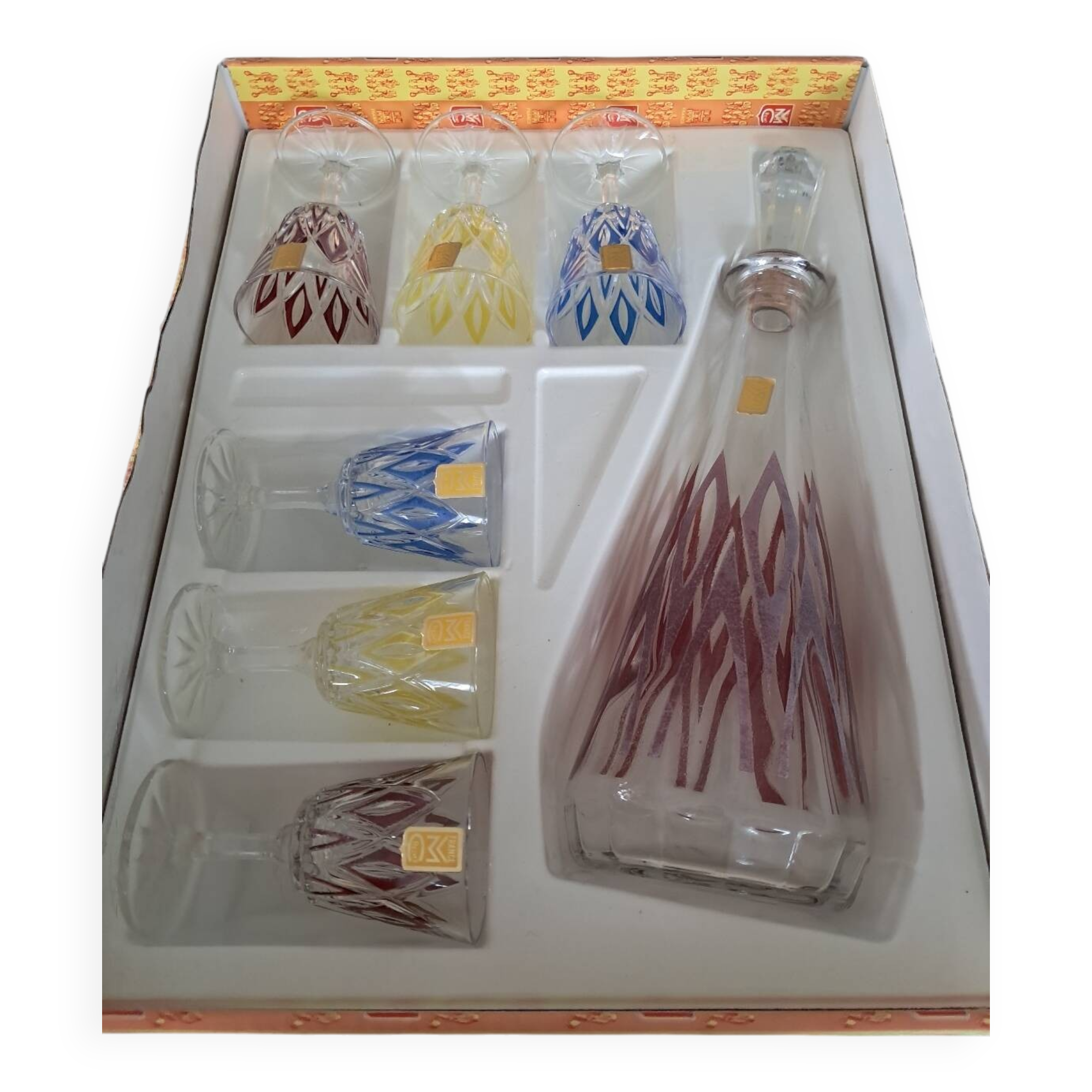 New carafe and glasses set, Champagne glassware from Reims, 1950s