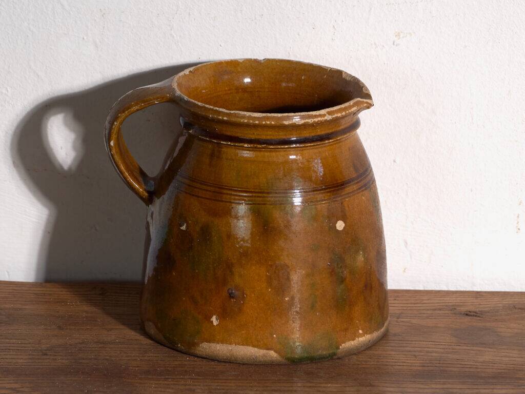 Old glazed ceramic jug – Central Europe, around 1930