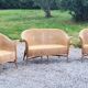 Pair of armchairs and bench in rattan and bamboo from the 60s/70s