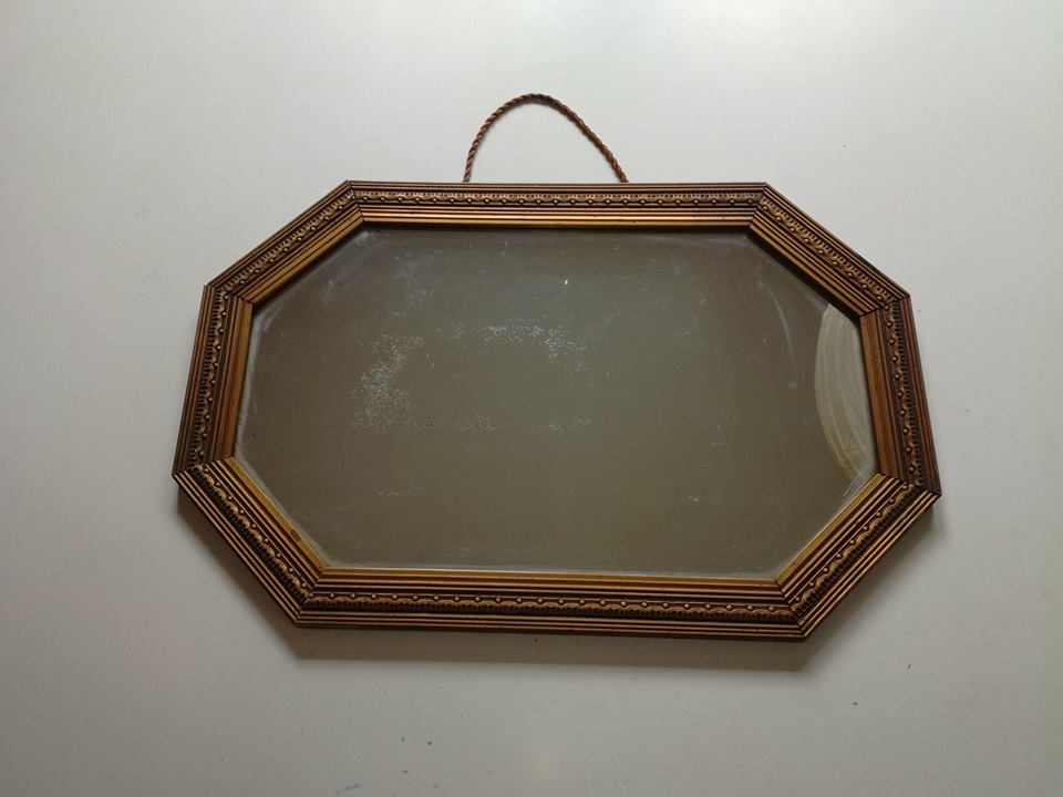 Old copper wood mirror 30x45cm