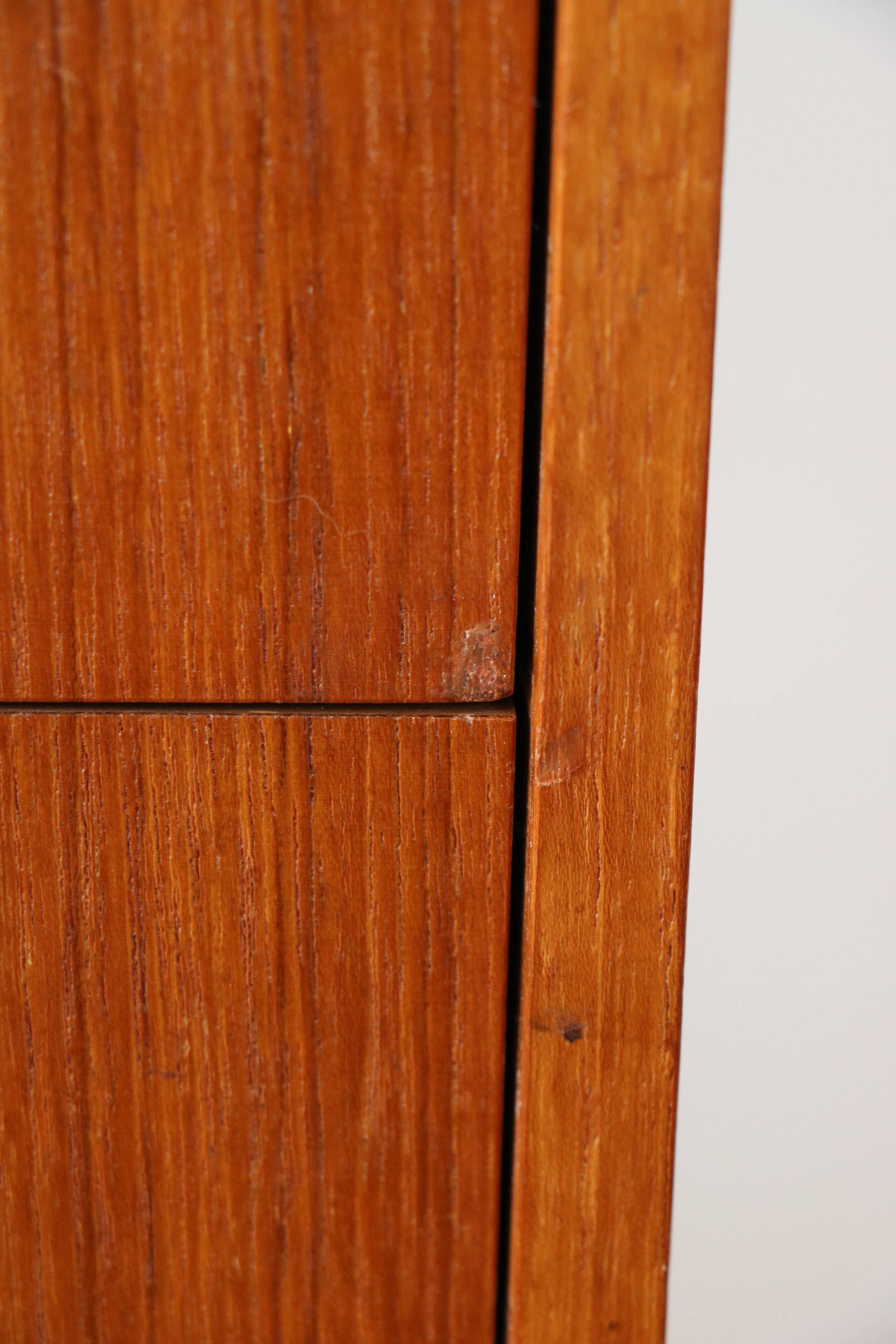 Bedside table, small Scandinavian chest of drawers, 1960, teak.