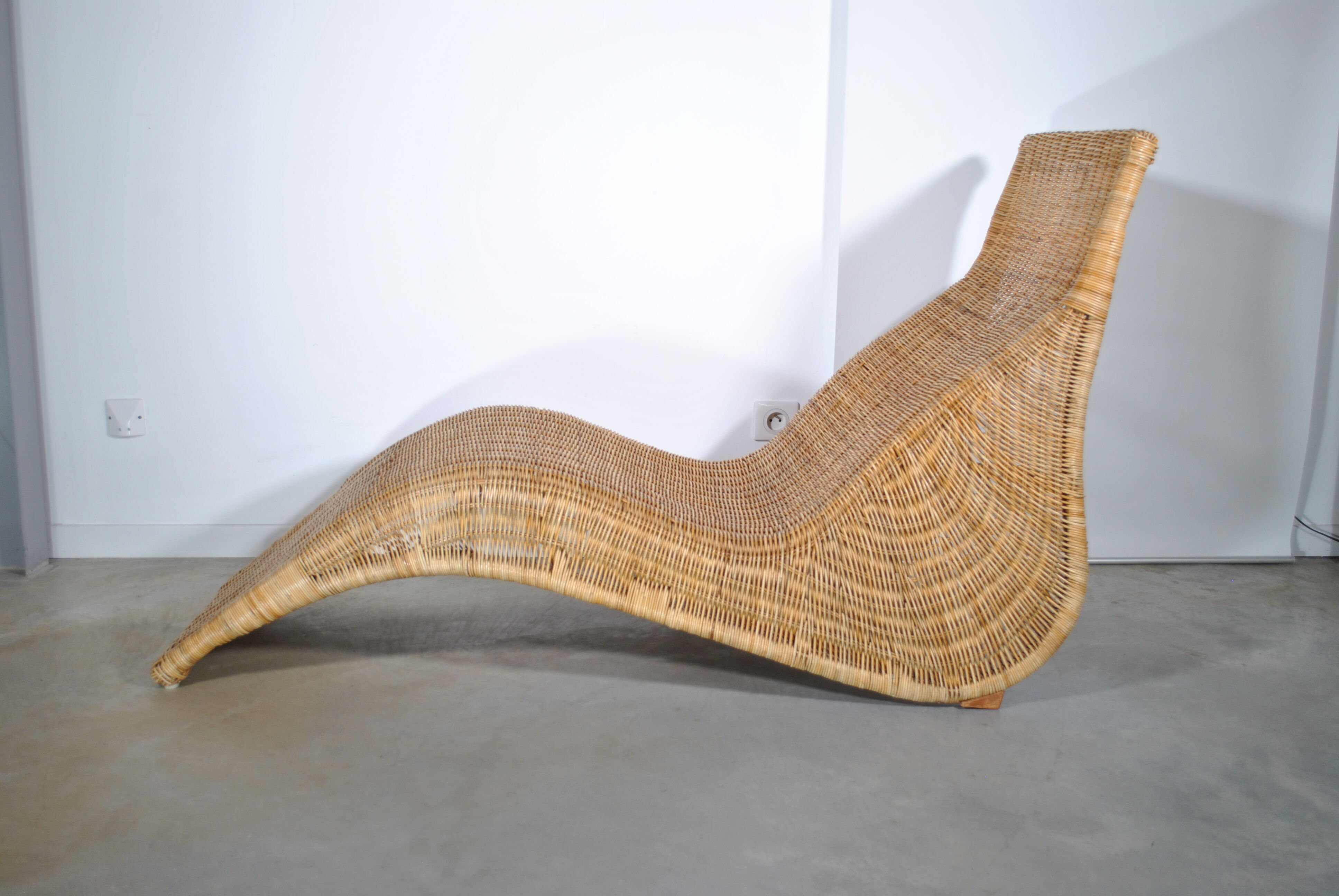 Chaise longue en rotin et osier par Carl Öjerstam pour Ikea Karlskrona