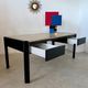 Italian design postmodern desk in metal and vintage 80s travertine top