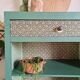 Renovated library shelf green color and floral atmosphere