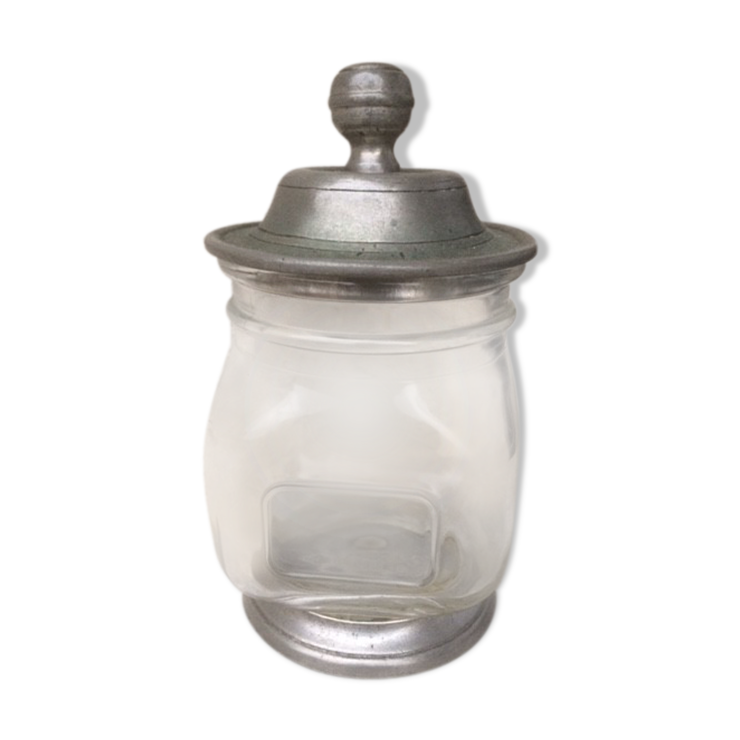Spice pot or other glass with base and lid in pure tin