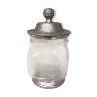 Spice pot or other glass with base and lid in pure tin