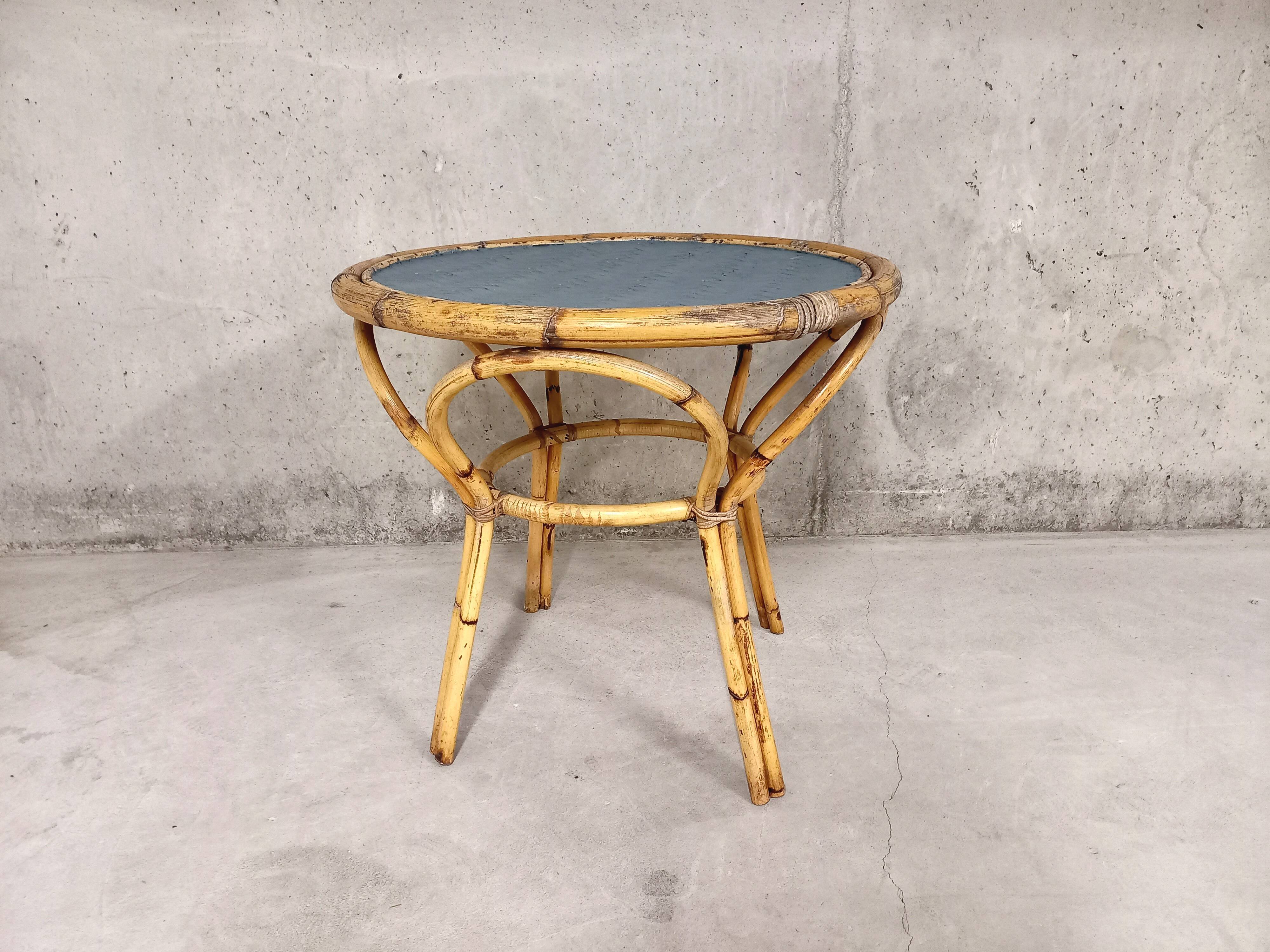 Side table in vintage rattan 60s