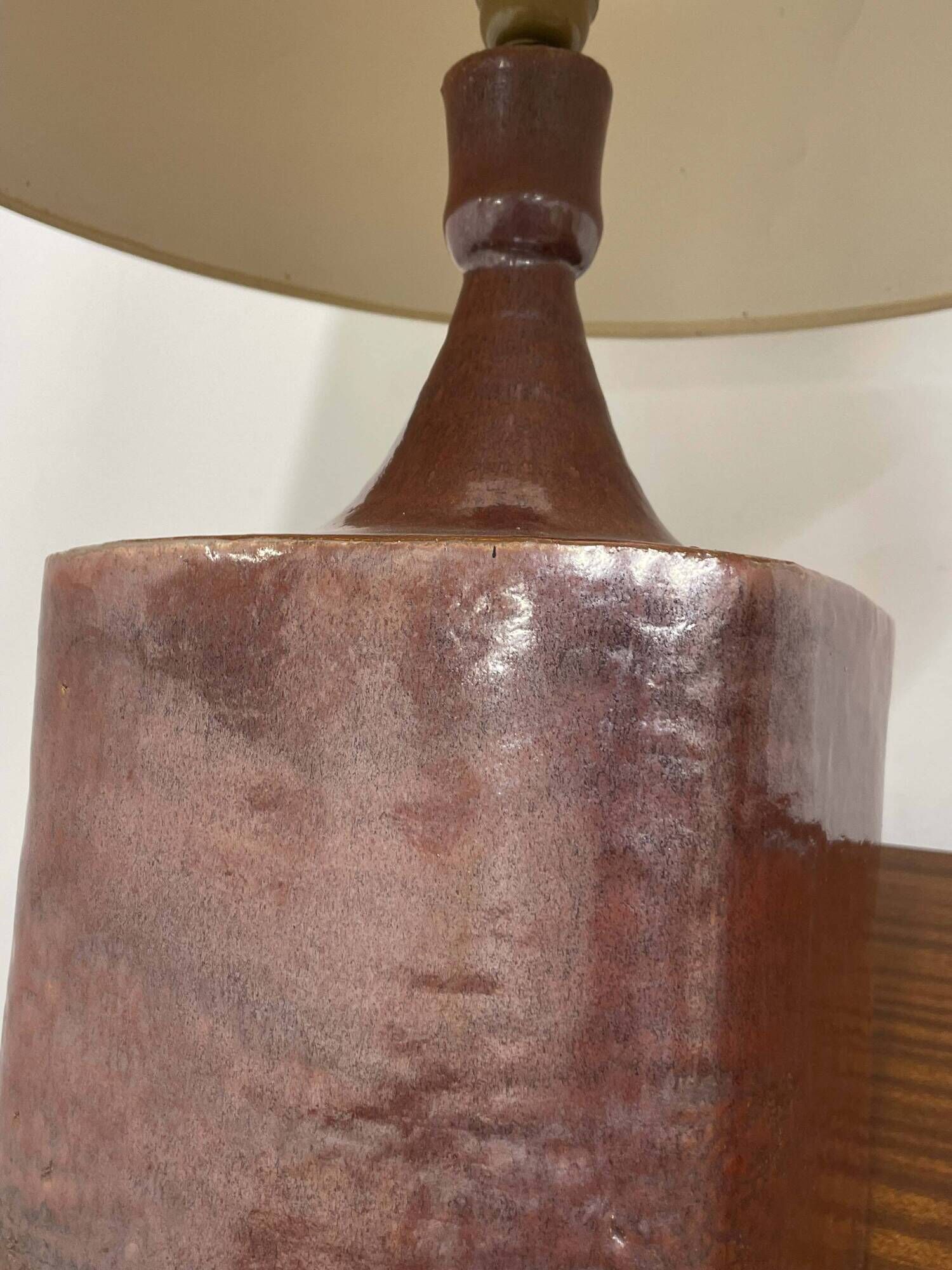 Large ceramic lamp, signed and dated 1979.