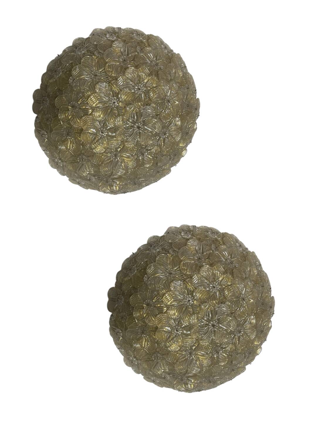 Murano Glass Flower Seguso Flushmounts Set of 2 1960’s