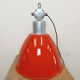 Large Red Painted Industrial Factory Lamp from Elektrosvit, 1960s