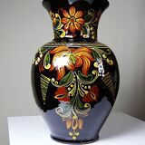 Vintage large vase from the 60s-70s, Hungarian MHV, in hand-painted glazed ceramic.
