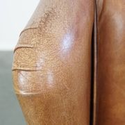 Cowhide Leather Wingback Chair in Light Cognac Color