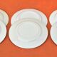 1950s set of 6 cheese/dessert plates, earthenware with gold frieze decoration.