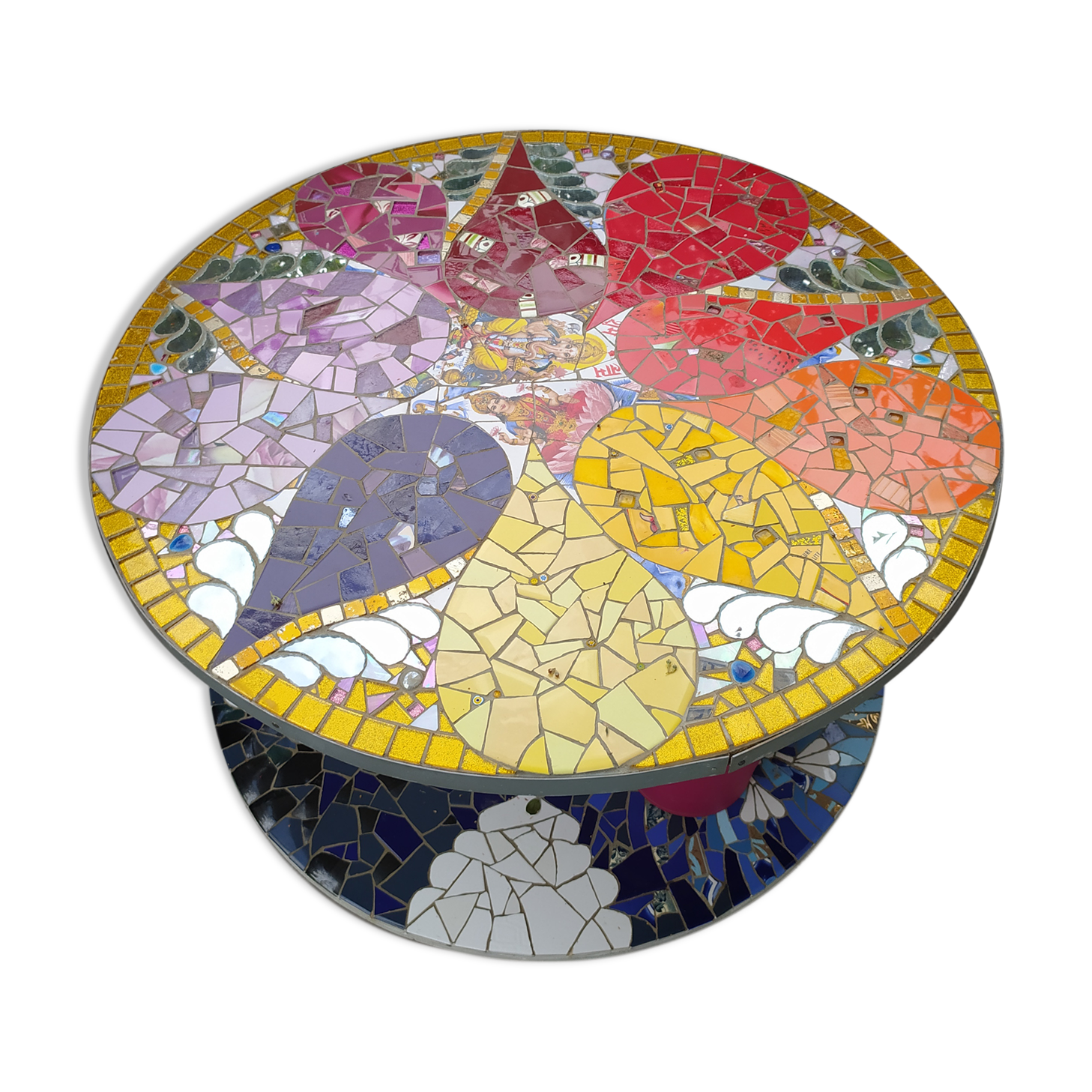Grande Table Ronde En Mosaïque Faite Main – Pièce Unique (110x110, 75cm)
