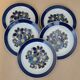 Faience Colditz Inglasur Lot 5 dessert plates blue flowers pattern