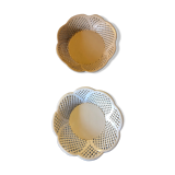 White and taupe earthenware fruit cups