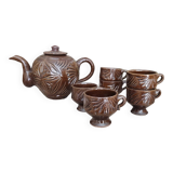 Brown glazed terracotta coffee service
