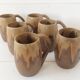 Lot 6 sandstone mugs varnished vintage 50s