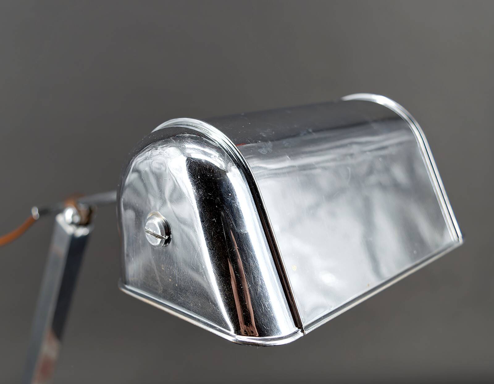 Large Desk Lamp, Chrome, Aluminum and Marble, Modernist Art Deco