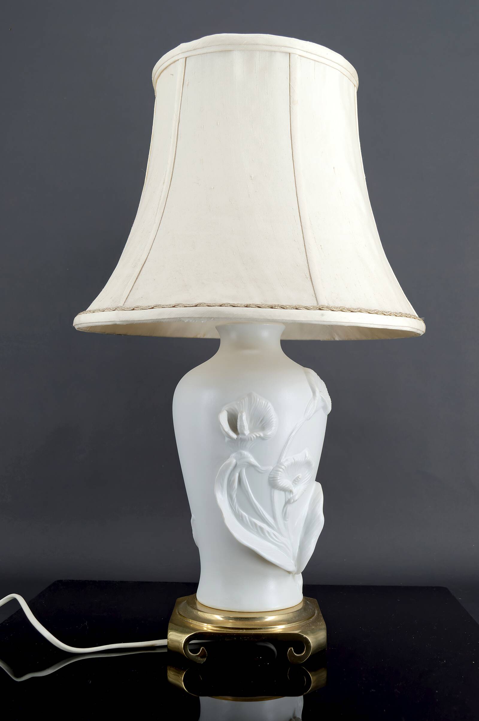Biscuit porcelain lamp, "Calla Lily", by Nicholas Berbenczy, 1986
