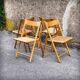 Set of 4 folding chairs in beech and caning by Habitat, 1980s.