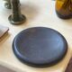 Vintage sculptural polished black marble donut plate flat tray empty po