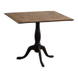 Antique square table with drop leaves made of burl wood, handcrafted in Sweden, 19th century.