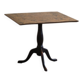 Table carrée antique à feuilles rabattables en bois loupe, fabriquée à la main en Suède, XIXe siècle