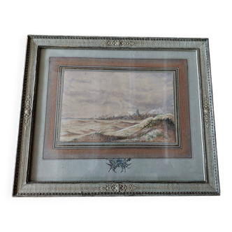 Watercolor signed Henrieth Johanna Van Hove dated 1882 located Dunkirk