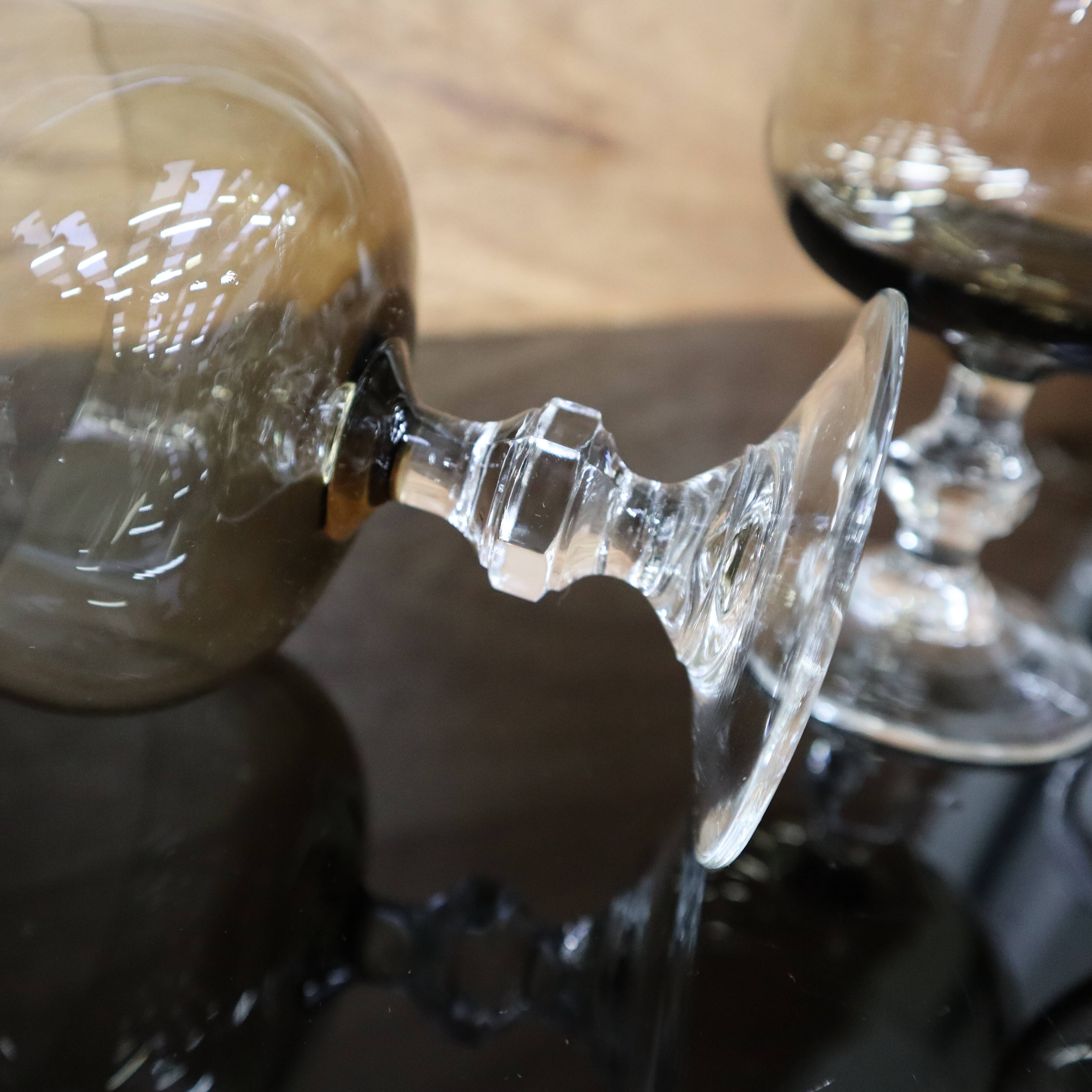 6 Luminarc champagne glasses in smoked black glass "Domaine"