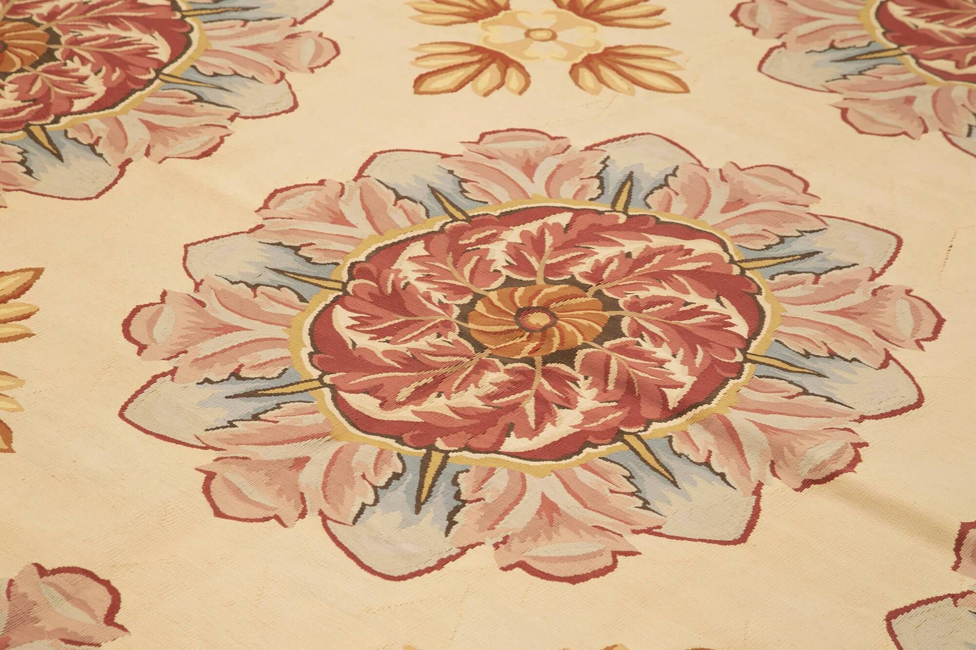 Handmade European Vintage Aubusson Kilim 308 cm x 356 cm