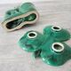 Old suede plant holder & cup clover in green earthenware