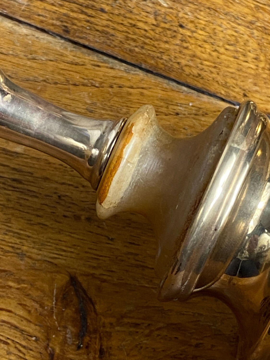Brass and stone candlestick