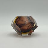 Murano Sommerso- Handmade Glass Vase in Hazelnut Brown and Gold, 1960s