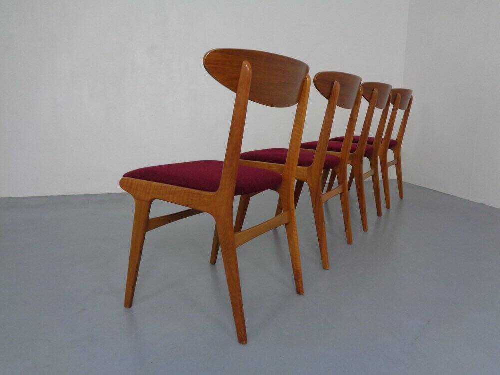 Mid-Century Walnut Dining Chairs, 1960s, Set of 4