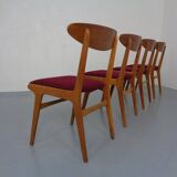 Mid-Century Walnut Dining Chairs, 1960s, Set of 4