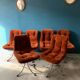 Series of 6 velvet/chrome swivel chairs from the 70s