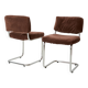 Pair of chrome and velvet chairs, Roche Bobois, 1970s