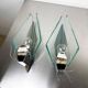 Pair of Veca sconces, Murano blue cut glass & black lucite, Italy, circa 1970s